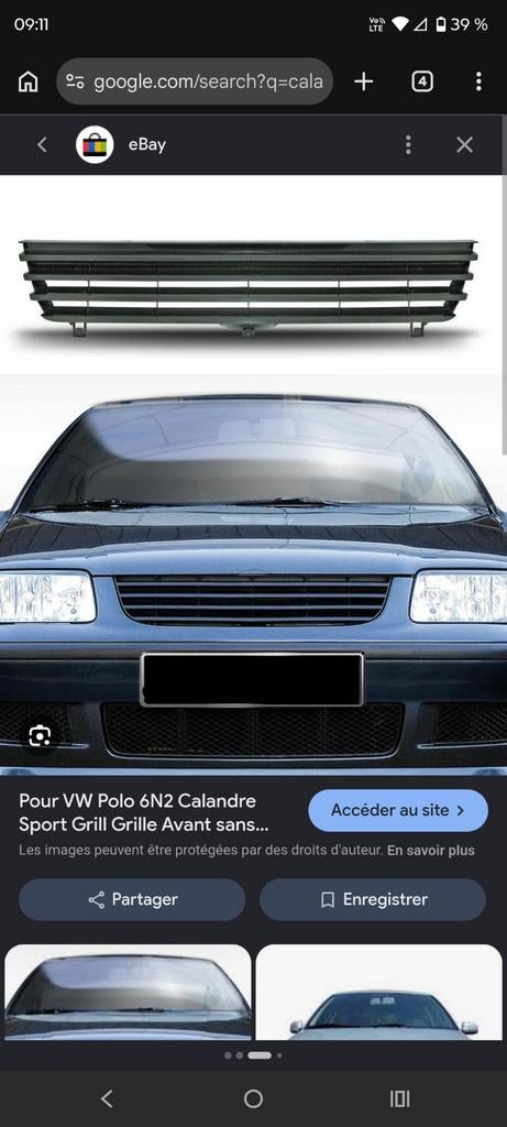 Calandre VW polo 6n2, Autos : Pièces & Accessoires, Enlèvement