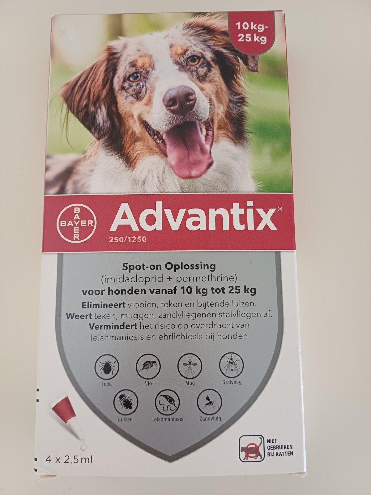 2  tekenpipetten hond 10-25 kg (Advantix 250/1250), Ophalen, Nieuw, Tondeuse
