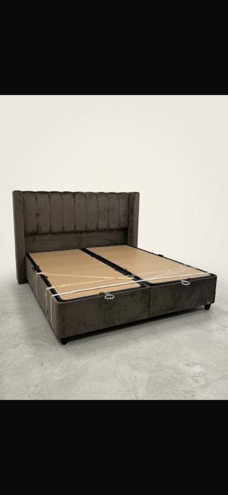Lits double avec coffre 180/200, Maison & Meubles, Gris, Enlèvement, Utilisé, 180 cm
