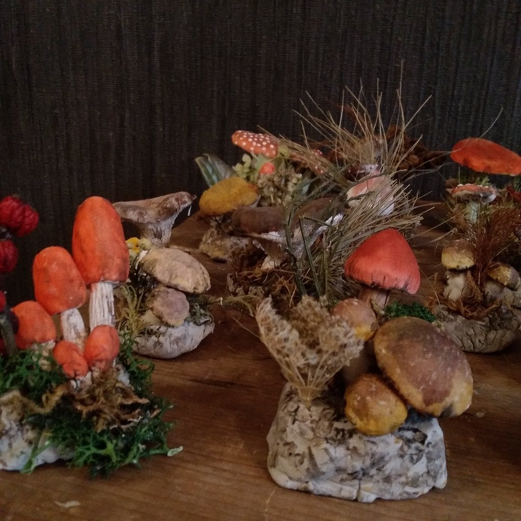 Unieke botanische paddenstoelen papier-mâche, Antiek en Kunst, Curiosa en Brocante, Verzenden