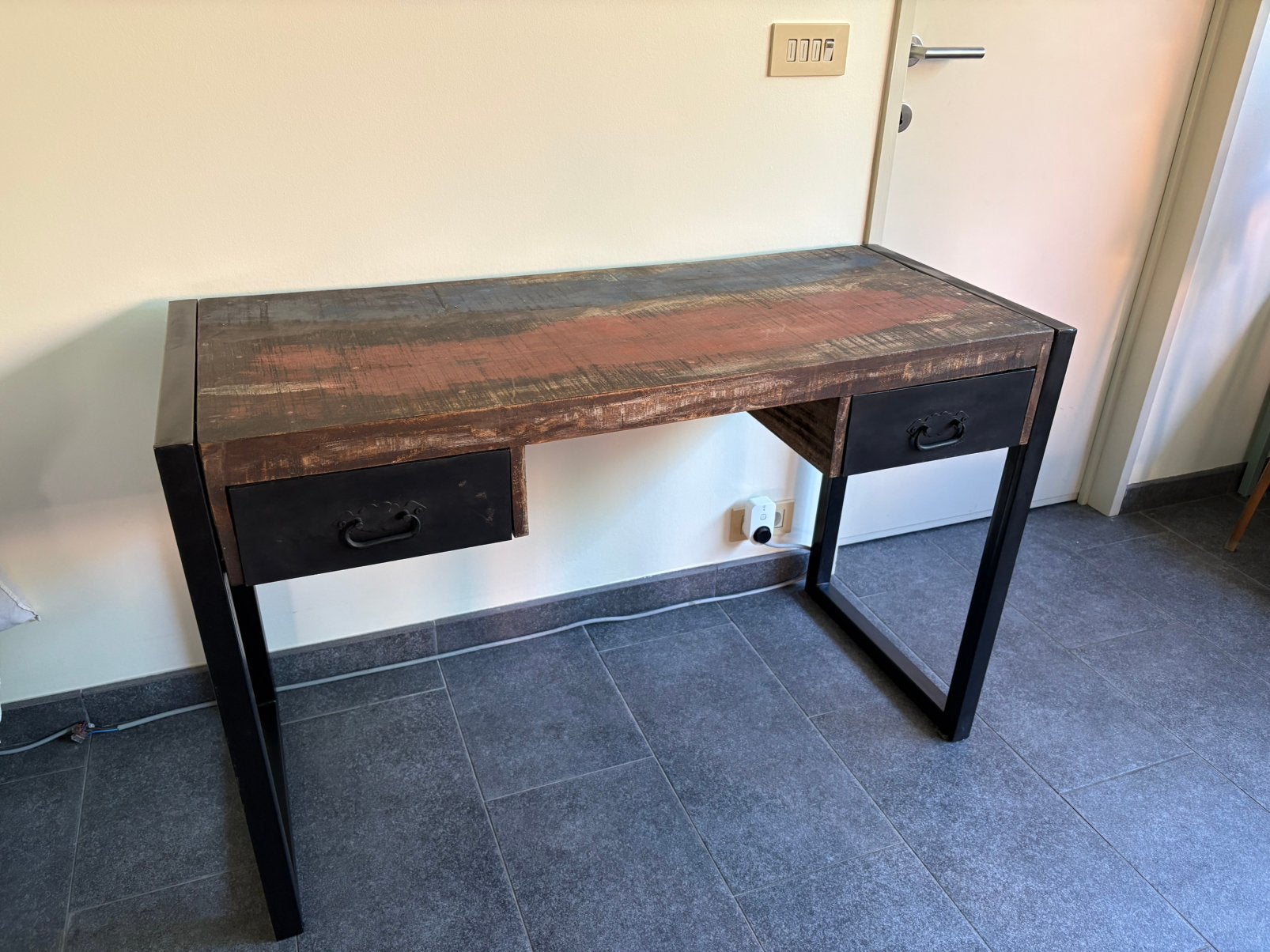 Trendy steigerhouten bureau / wandtafel recycled goede staat, Ophalen of Verzenden, Zo goed als nieuw, Hout