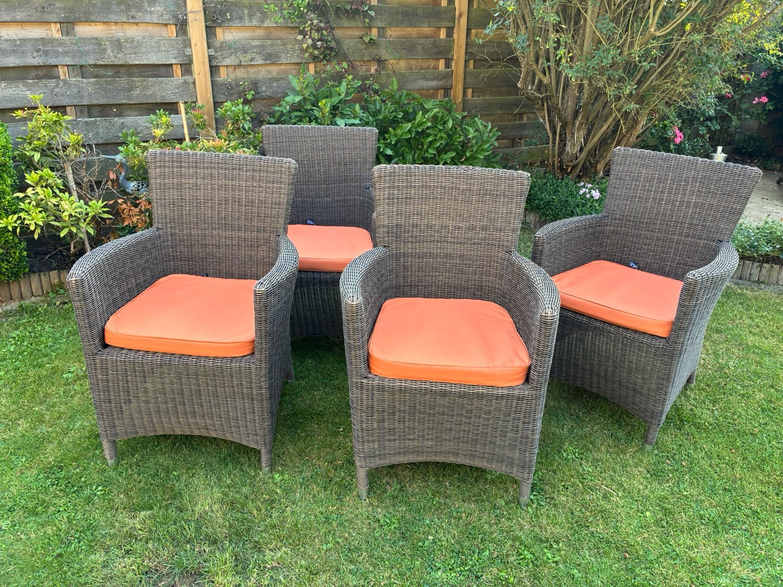 4 chaises Morati grises, Jardin & Terrasse, Chaises de jardin, Enlèvement, Utilisé, Osier