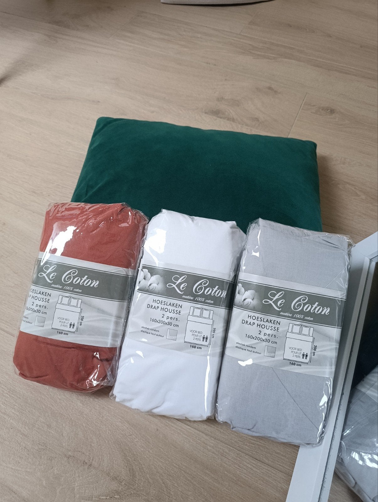 Lot de 3 drap housse en pur coton 160/200 +- 25cm de hauteur, Enlèvement ou Envoi