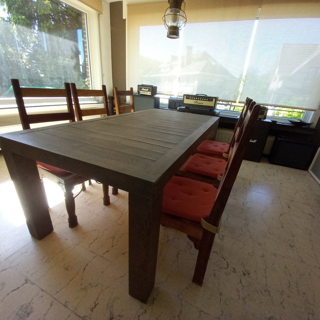 Table à dîner (pour salle à manger)  bois 2,20m x 1,00m, Ophalen, Gebruikt, 200 cm of meer, 50 tot 100 cm
