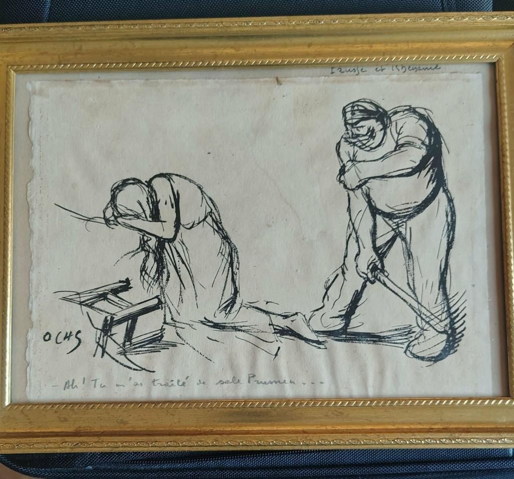 Gravure de Jacques Ochs, Enlèvement, 18 cm, 24 cm, Gravure