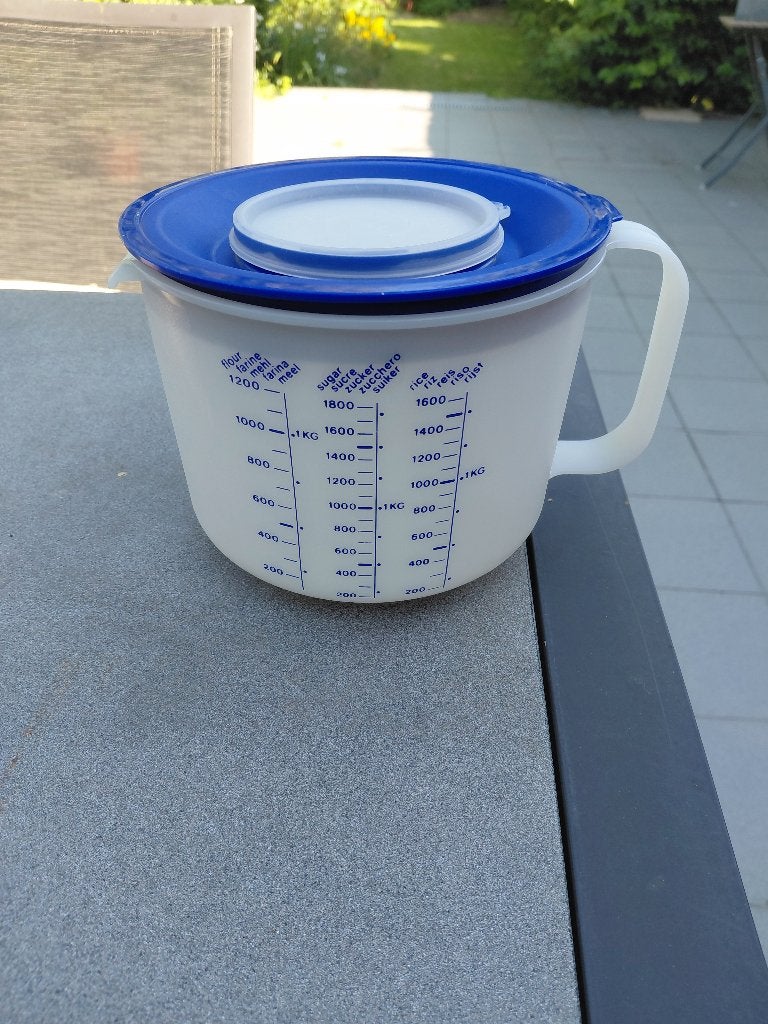 Tupperware maatbeker, Ophalen, Met deksel, Blauw, Beker of Kan