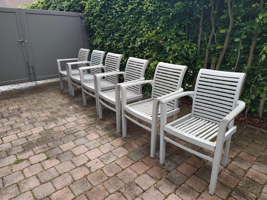 6 tuinstoelen in teak, Ophalen, Hout