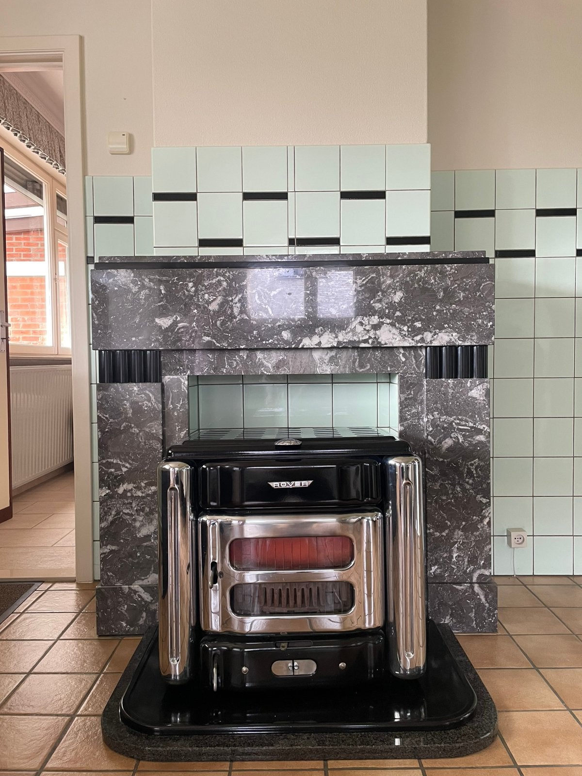 Antieke Rover kachel – vintage zwart/chroom, Huis en Inrichting, Ophalen, Gebruikt