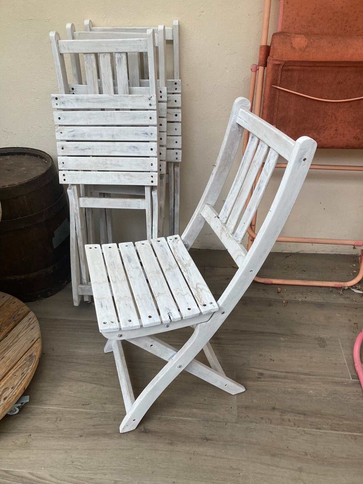 4 leuke tuinstoelen, Ophalen, Zo goed als nieuw, Hout