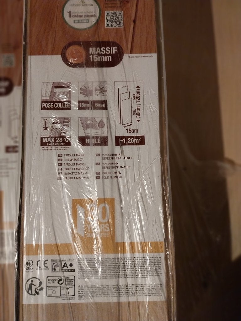 parquet en chêne massif : 20,16 m2 : couleur claire , Bricolage & Construction, Planches & Dalles, Neuf, Parquet, Bois, 50 à 150 cm