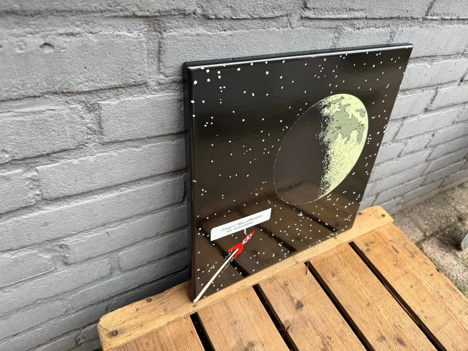 Kuifje Raket naar de maan emaille reclame bord, Ophalen of Verzenden, Kuifje, Zo goed als nieuw