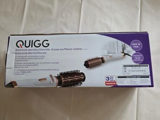 QUIGG Roterende Fôhnborstel - 1000W - Wit/Roségoud -, Enlèvement, Neuf, Fer à friser ou Lisseur