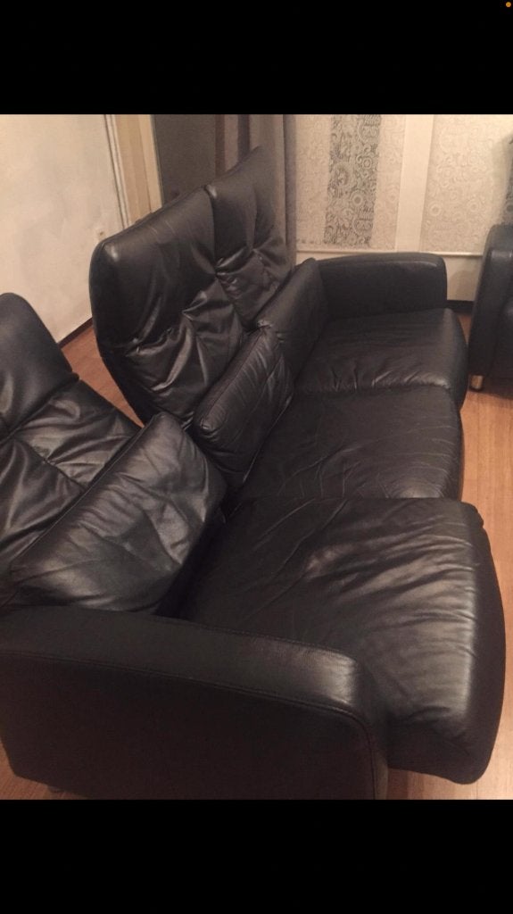 Fauteuil inclinable en cuir noir, Maison & Meubles, Fauteuils, Comme neuf, Cuir, Enlèvement