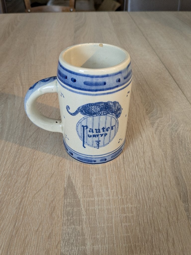 Chopes Blue Delfts Panter Urtyp peinte à la main 25cl, Collections, Marques de bière, Chope(s), Enlèvement
