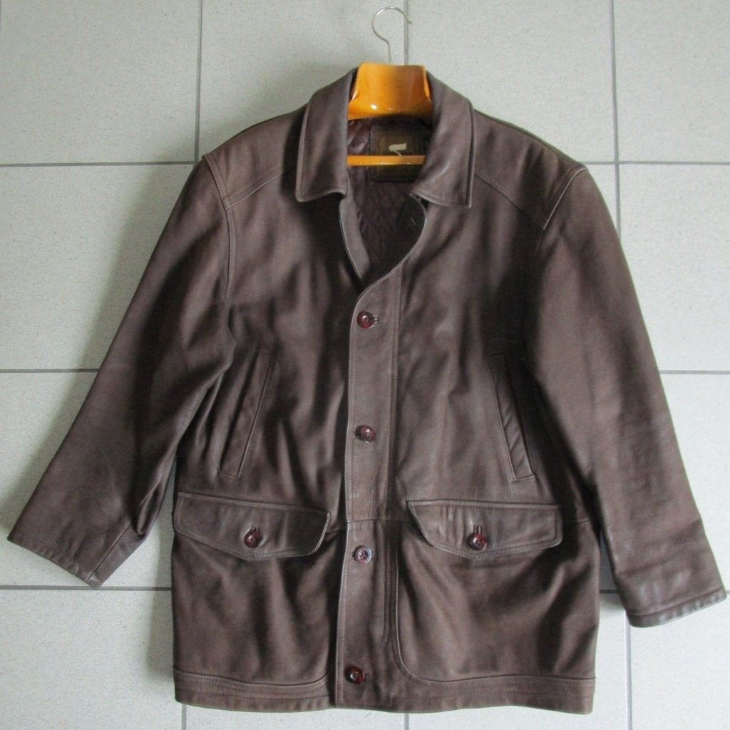 Jas in bruin leer maat 50 – OPRUIM WINTERKLEDIJ, Bruin, Maat 48/50 (M), Ophalen of Verzenden, Gedragen