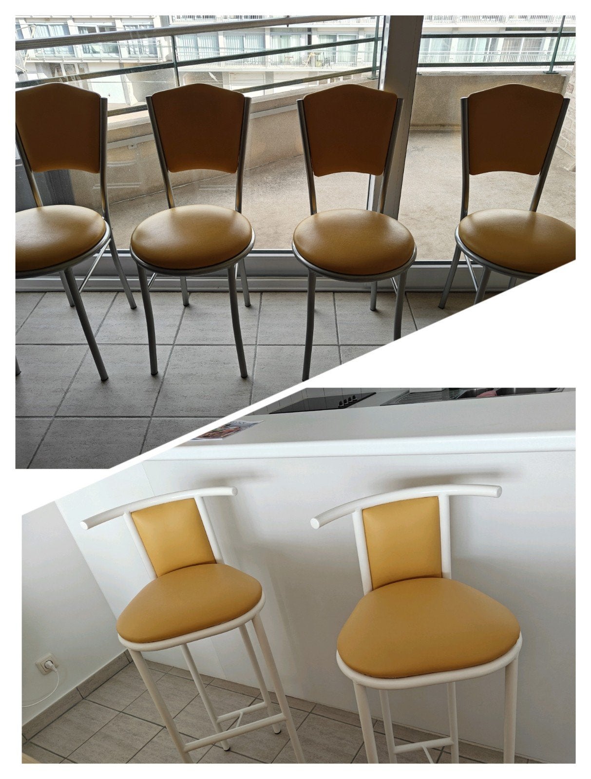 4 chaises + 2 tabourets de bar, Maison & Meubles, Enlèvement