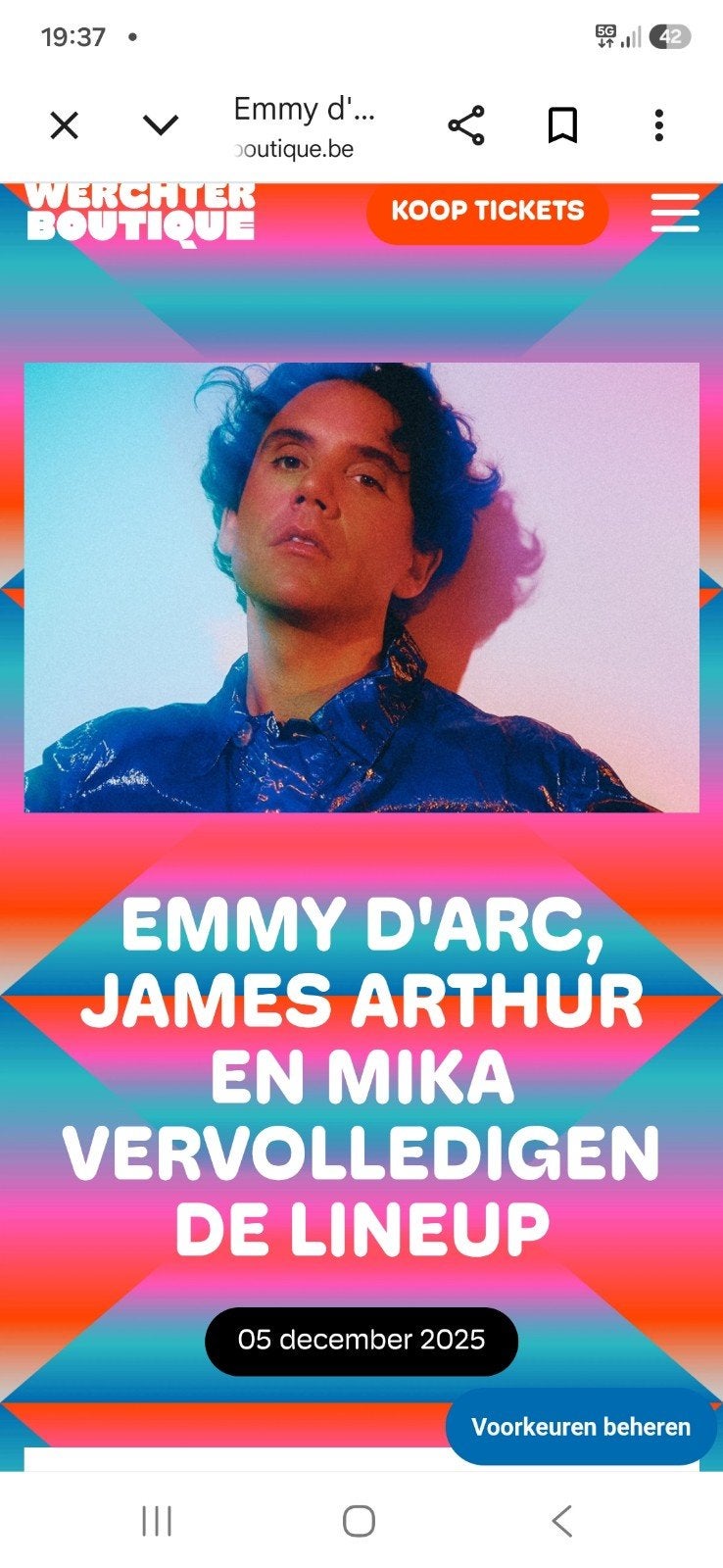 Werchter boutique 2 tickets te koop