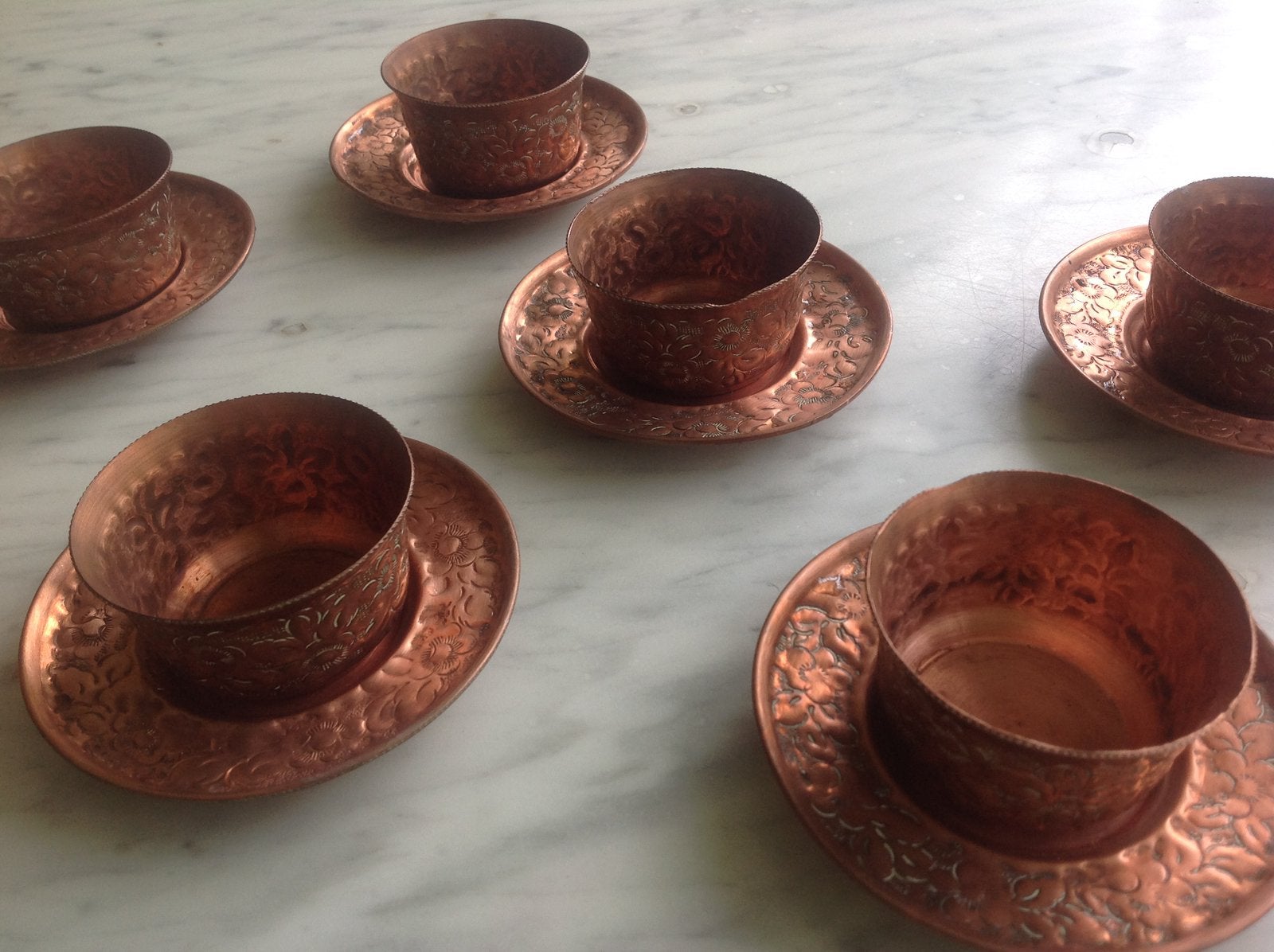 Oosterse koperen koffieset-vintage (6), Antiek en Kunst, Ophalen of Verzenden, Koper