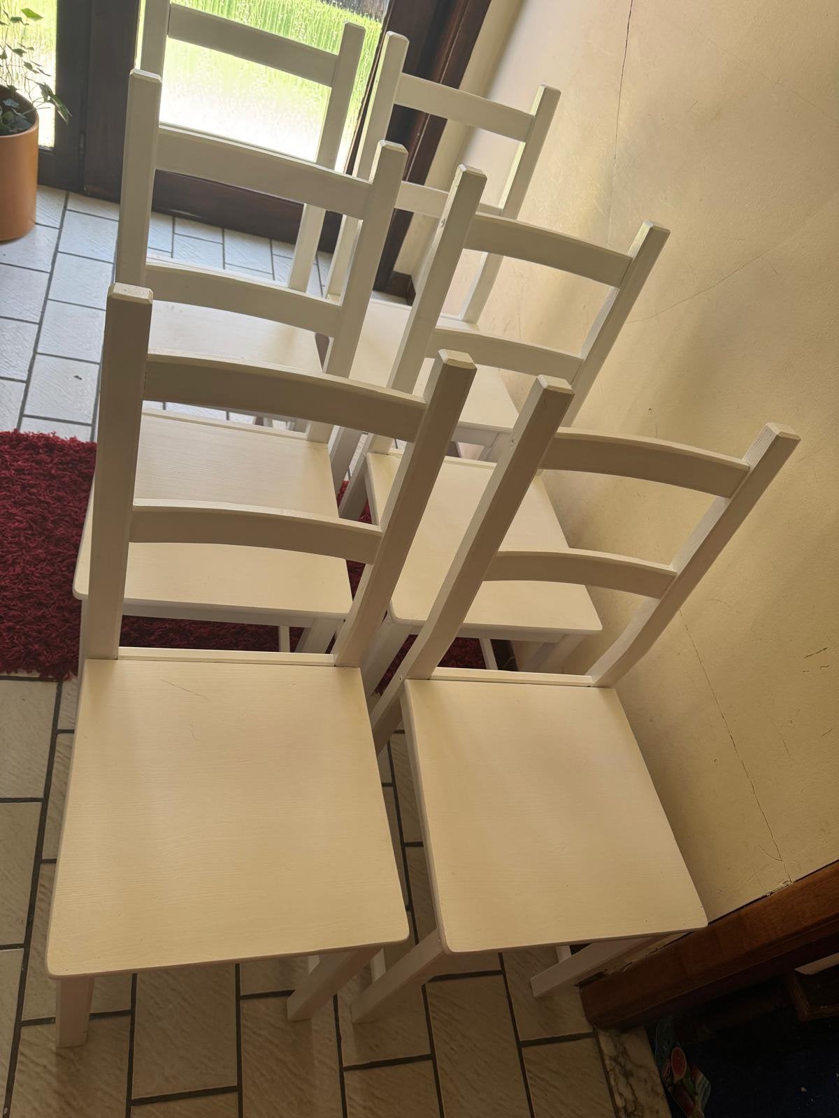 6 witte IKEA stoelen, Huis en Inrichting, Ophalen, Zo goed als nieuw