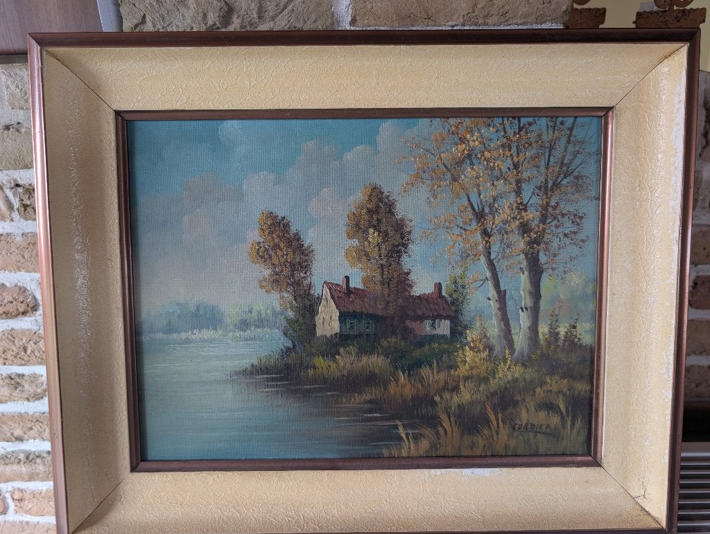olieverfschilderij landschap – Cordier (50 x 40 cm), Enlèvement ou Envoi, Peinture à l'huile, Paysage, Signé