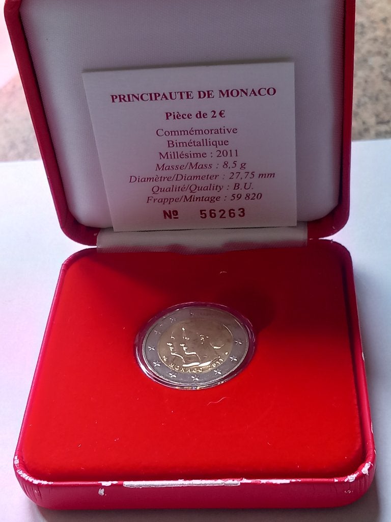 Prins Albert II en Prinses Charlene 2011, Postzegels en Munten, Ophalen of Verzenden, Monaco, 2 euro, Geboorte of Huwelijk