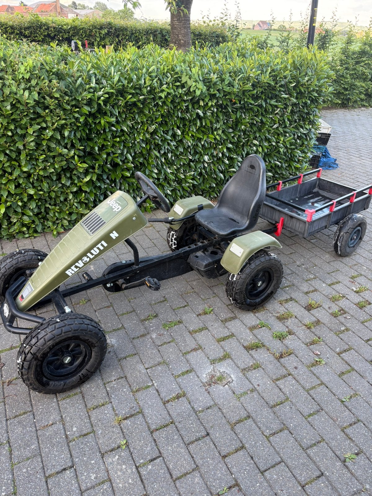 go cart BERG jeep model + aanhangwagen, Kinderen en Baby's, Speelgoed | Buiten | Skelters, Ophalen, Gebruikt, Berg, Met kar of aanhanger