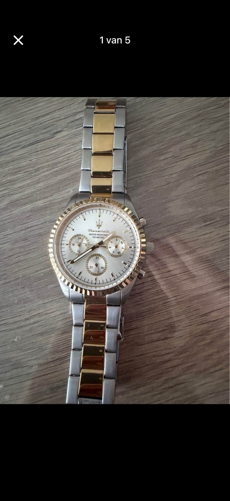 maserati horloge heren, Ophalen, Zo goed als nieuw, Zilver, Polshorloge
