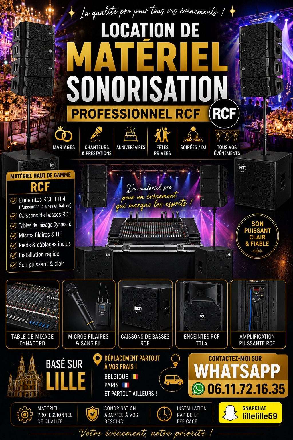Location materiel professionnel sonorisation RCF, Tickets & Billets