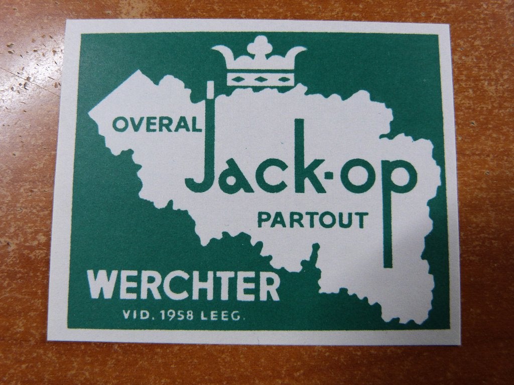 Bier JACK-OP Werchter mint x 5 etiket 1959, Verzamelen, Verzenden, Nieuw, Reclamebord, Plaat of Schild, Overige merken