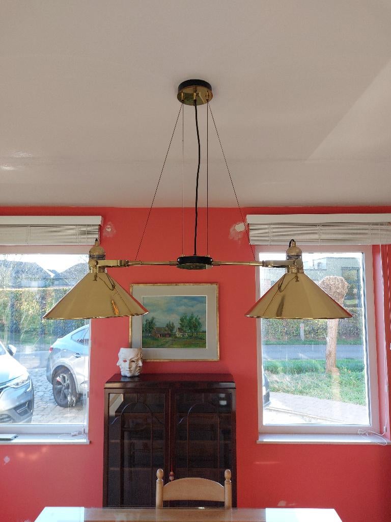 Goudkleurige Italiaans design metalen Hanglamp, Enlèvement, Utilisé, Métal, Italiaans design