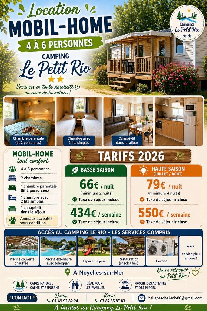Location mobil-home en  baies de somme