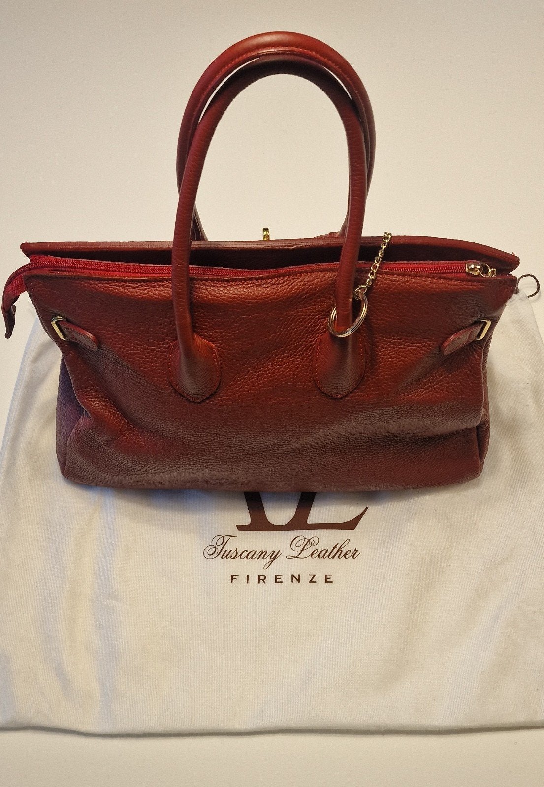 Tuscany lederen handtas, handgemaakt, nieuw wijnrood, Ophalen of Verzenden, Nieuw, Rood, Handtas