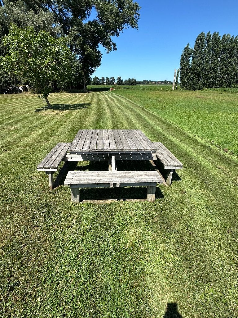 Houten tuintafel 4 zijden, Ophalen, Gebruikt, Vierkant