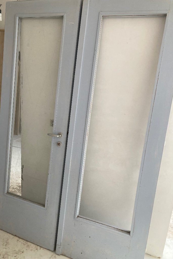 Dubbele deur met glas, Ophalen, Gebruikt, 80 tot 100 cm, Binnendeur