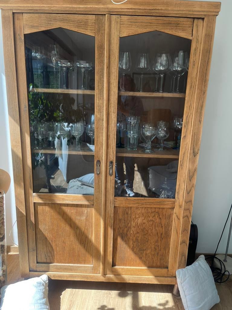 Vitrine en pin, 25 à 50 cm, Avec porte(s), Ancienne, 100 à 150 cm