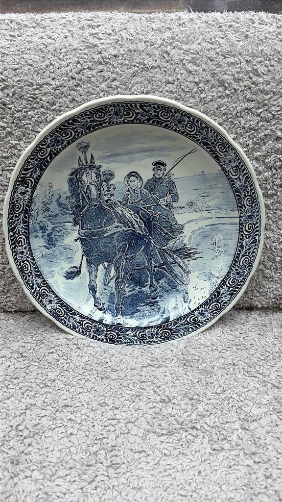 Delfts blauw wandbord ‘paardenslee’ Boch, Ophalen of Verzenden