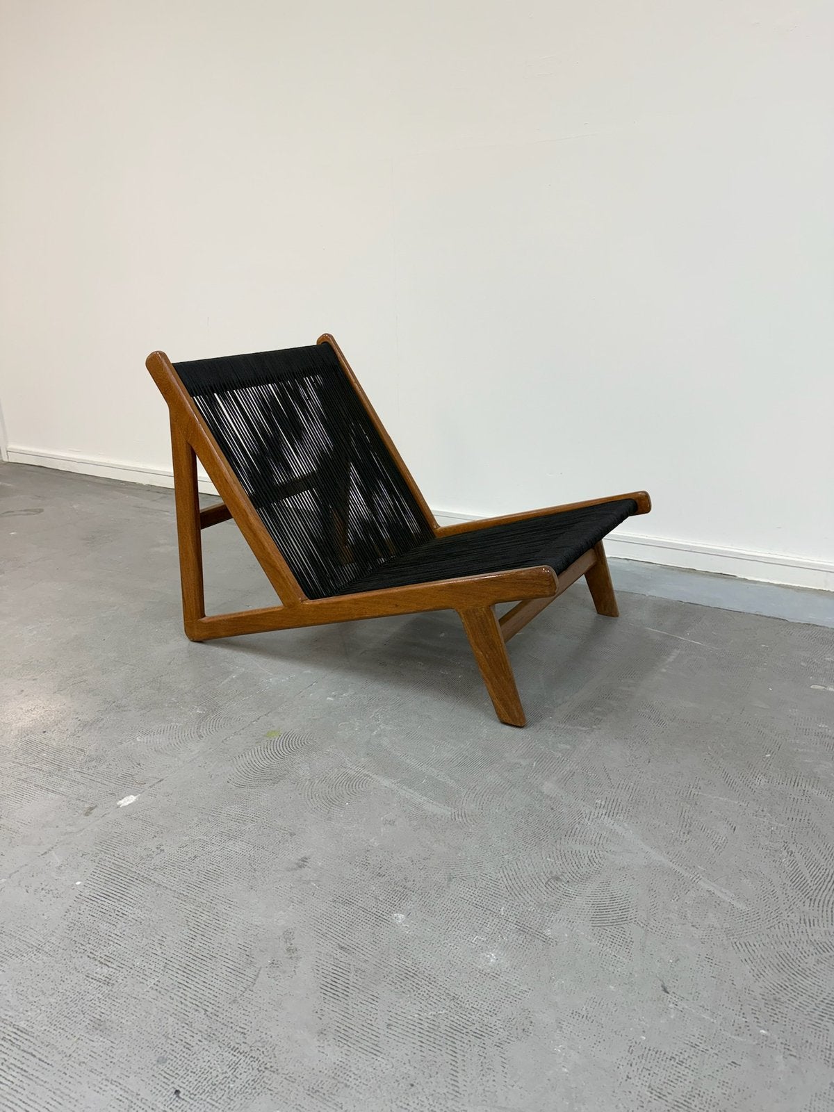 Chaise longue / Transat en bois et corde noire - Scandinave, Enlèvement, Neuf, Bois, Mobile