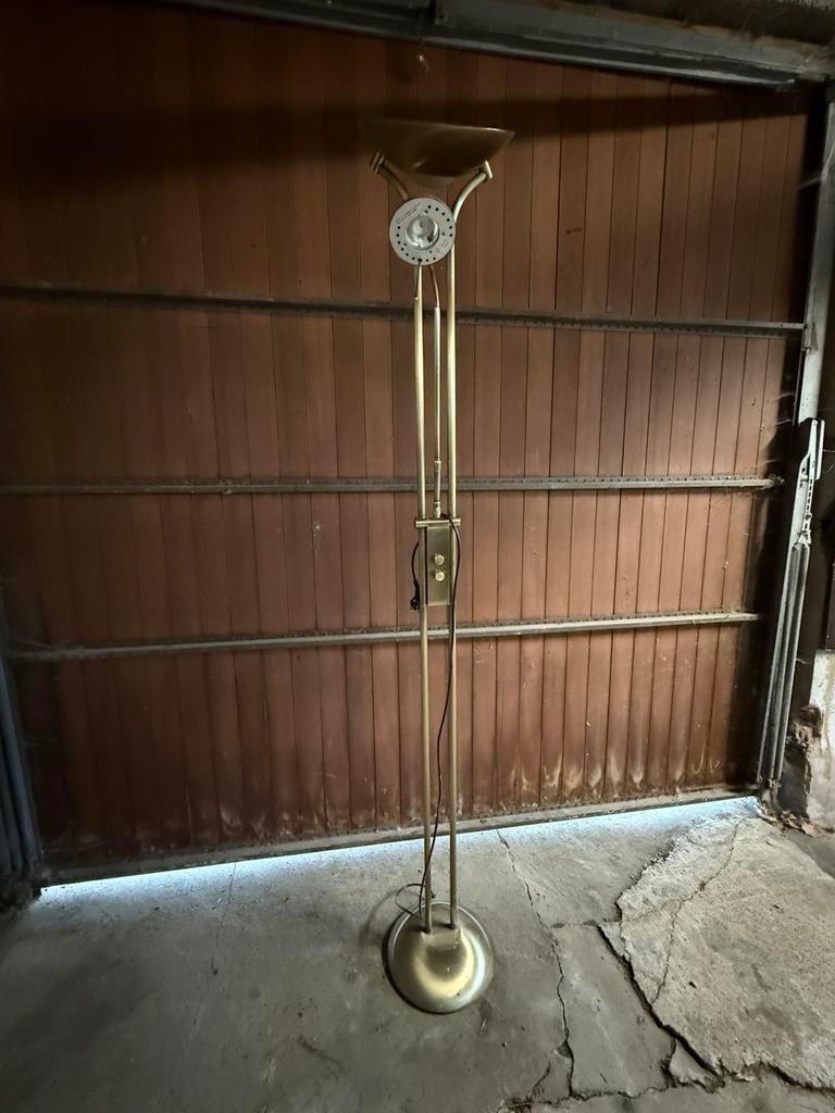 Messing staande lamp met leeslamp, Ophalen, Zo goed als nieuw