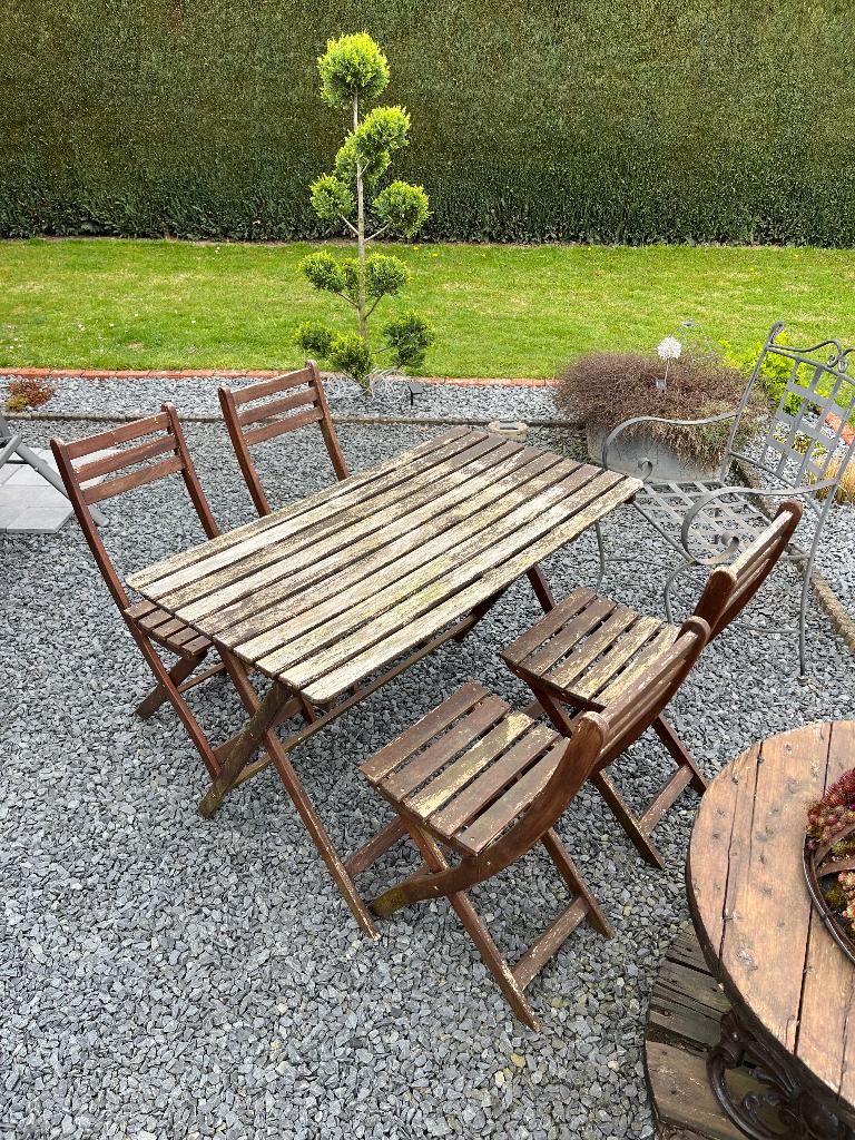 Table de jardin avec 4 chaises, Jardin & Terrasse, Enlèvement