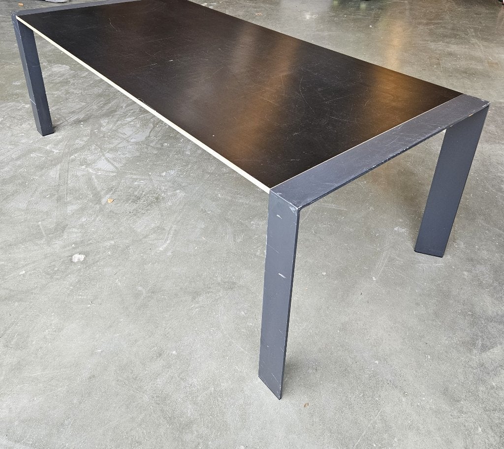 Grande table industrielle Bristol 220x100cm structure acier, Métal, 100 à 150 cm, Utilisé, 200 cm ou plus