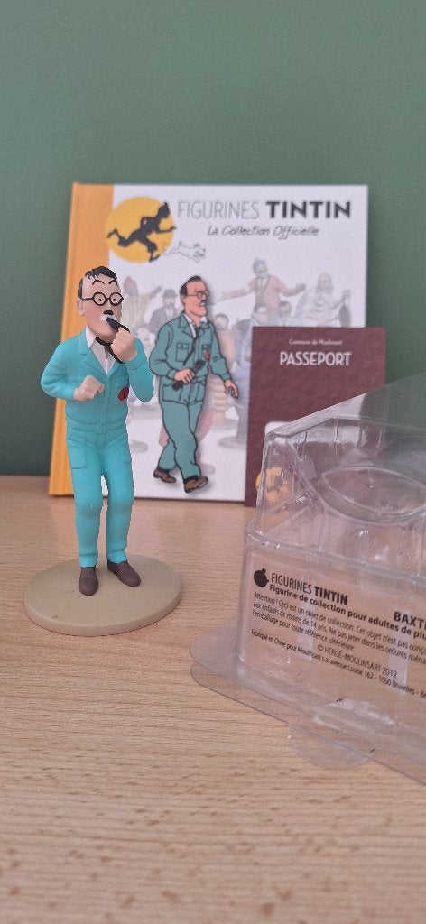 Figurine Baxter +livre+certificat - Tintin, Collections, Enlèvement ou Envoi, Tintin, Neuf, Statue ou Figurine