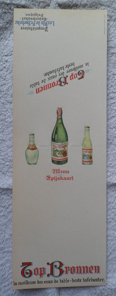 Menu spijskaart Top Bronnen Brakel, Verzamelen, Ophalen of Verzenden
