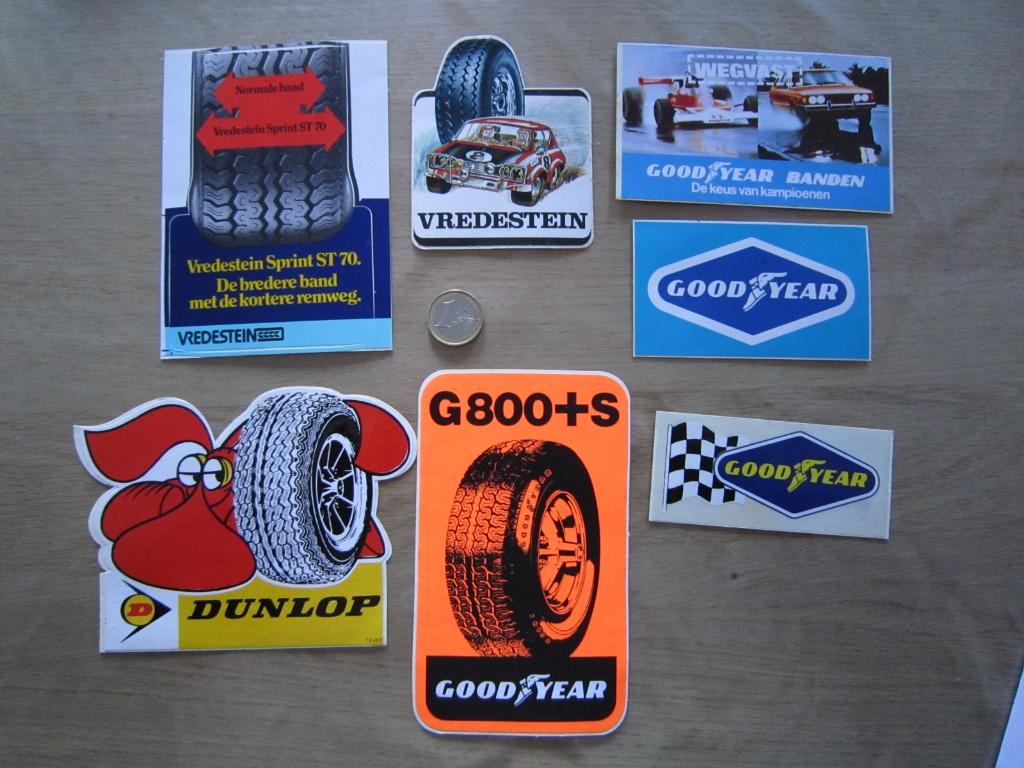 Retro/vintage sticker - Banden Vredestein/Dunlop/GoodYear, Verzamelen, Ophalen of Verzenden, Zo goed als nieuw, Auto of Motor