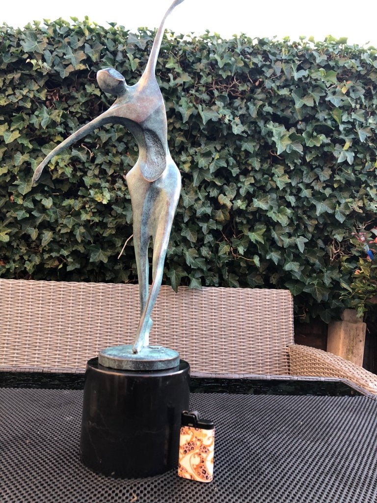 bronzen art moderne  dansende vrouw danser, Antiek en Kunst, Kunst | Beelden en Houtsnijwerken, Beeld, Brons, Vrouw, Blauw, Gepatineerd