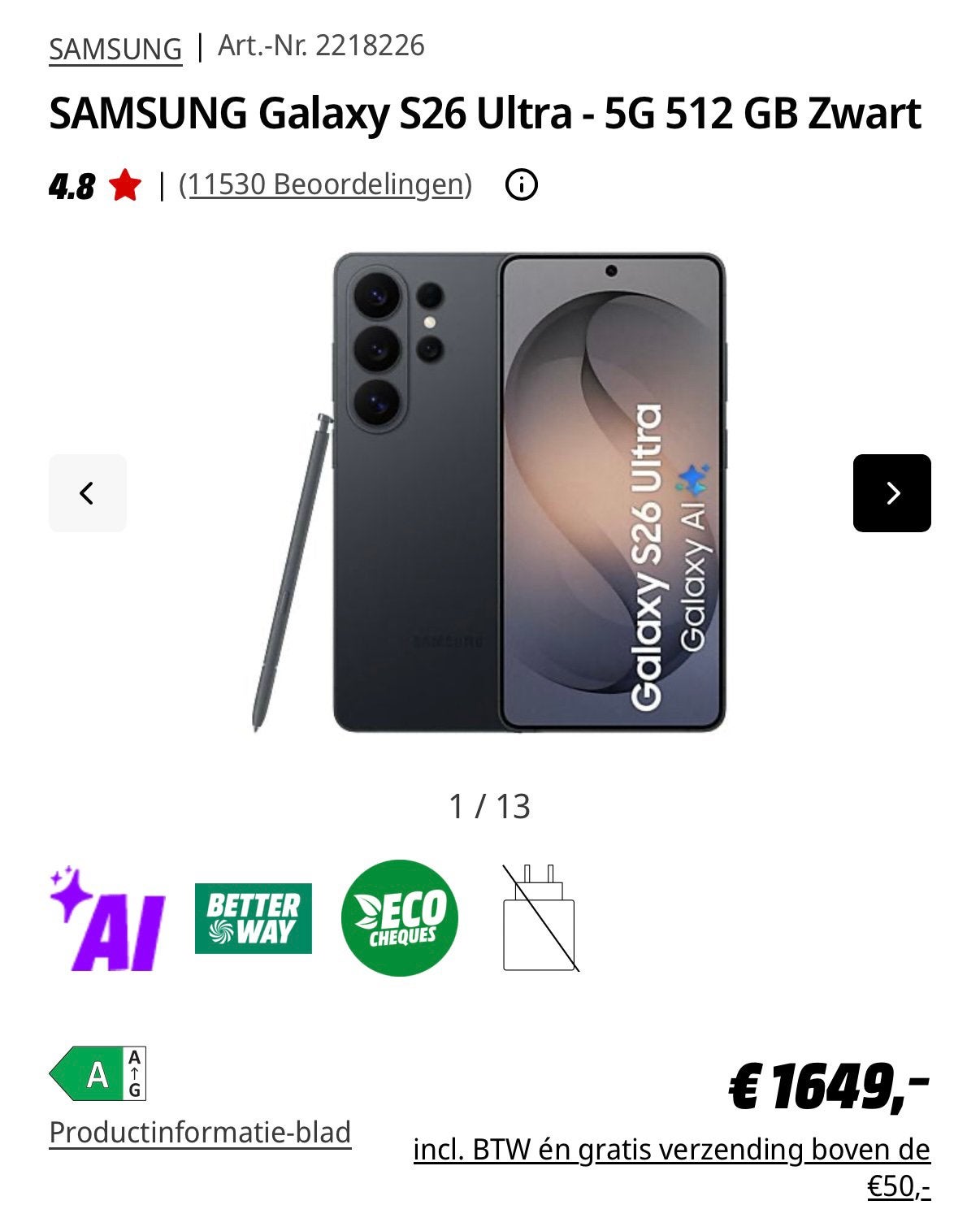 Samsung S26 Ultra 512GB Nieuw Ongeopend - Met Factuur, Telecommunicatie, Mobiele telefoons | Samsung, Ophalen, Overige modellen
