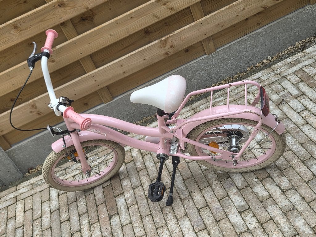 meisjes fiets, roze 16 inch, Ophalen, Terugtraprem, Gebruikt, Handrem