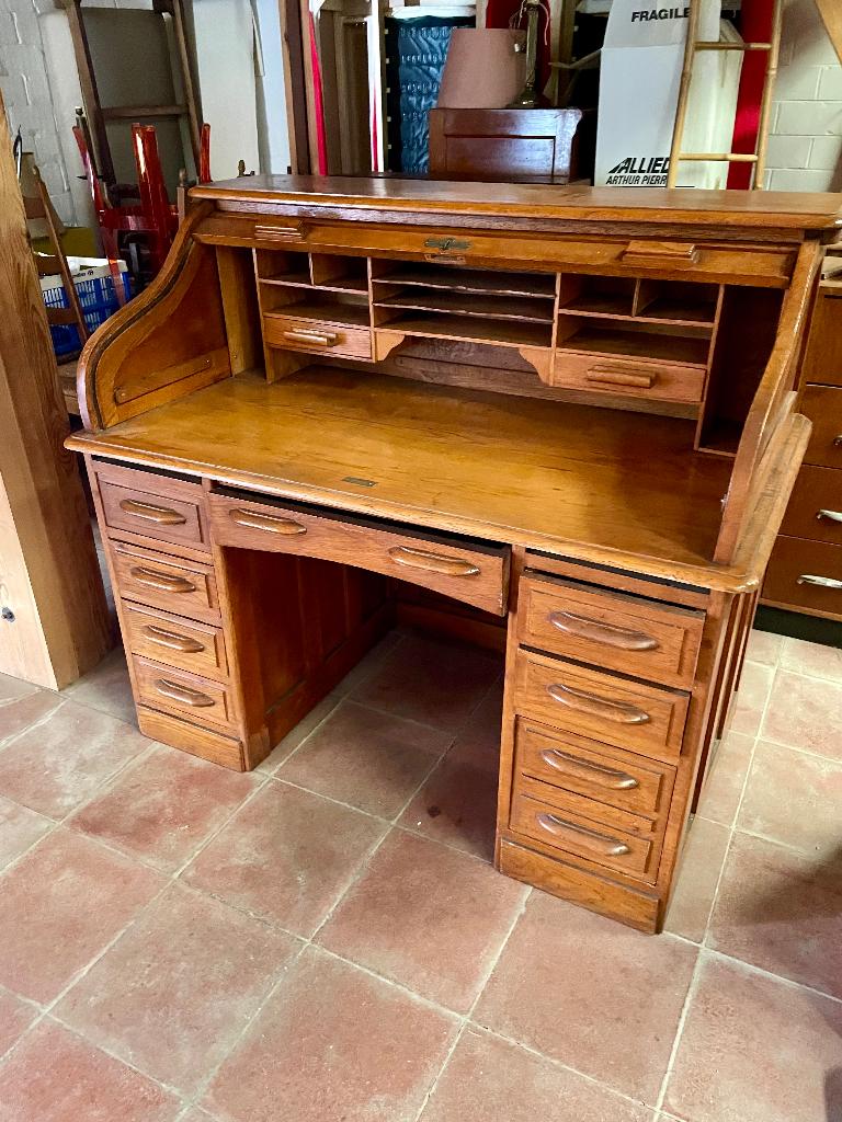 Bureau à cylindre en chêne, style victorien, Antiquités & Art, Enlèvement