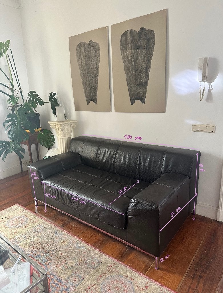 Chaise en cuir IKEA marron foncé avec pieds chromés, Chrome cuir classe, Comme neuf, Enlèvement, Cuir