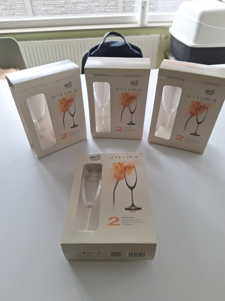 8 champagne glazen, Neuf, Autres marques, Autres types, Blanc