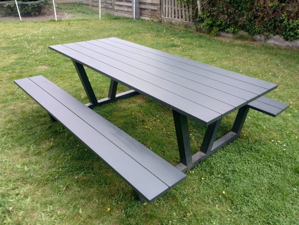 Aluminium picknicktafel, Tuin en Terras, Ophalen, Zo goed als nieuw, Rechthoekig, Aluminium